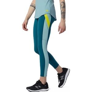New Balance Leggings Transform 7/8 Sleek Tight NWT colorblock blue yellow teal